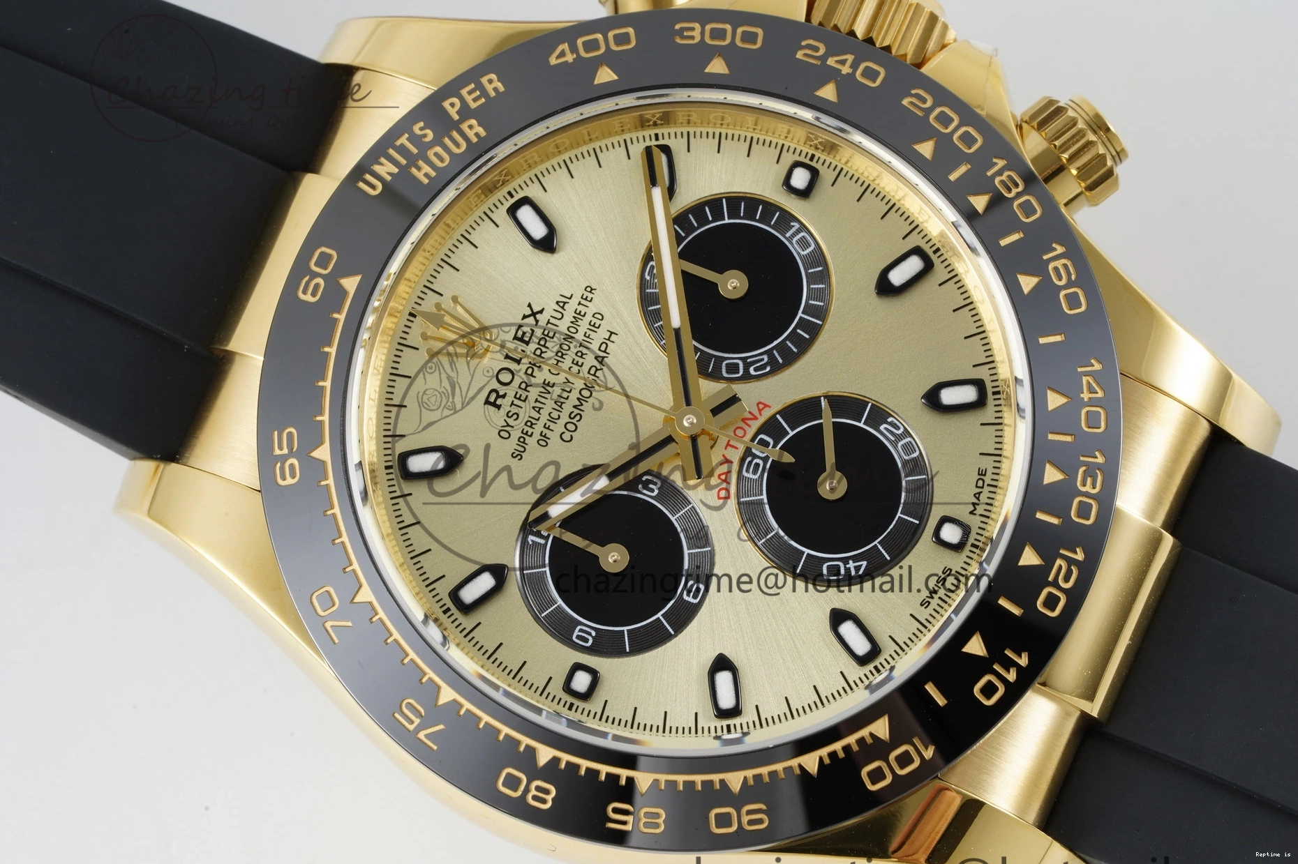 1222 OnTrend Daytona 116518 BTF 1:1 Best Edition YG Black Dial on Oysterflex Rubber Strap SA4130 V 2260